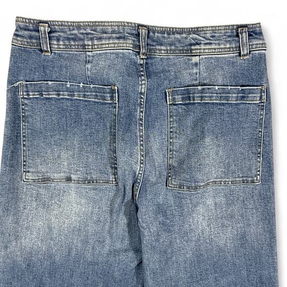 OAT New York Tailored Wide Leg Crop Blue Jeans 12β 31 Minimalist Elevated Casual - Picture 7 of 9